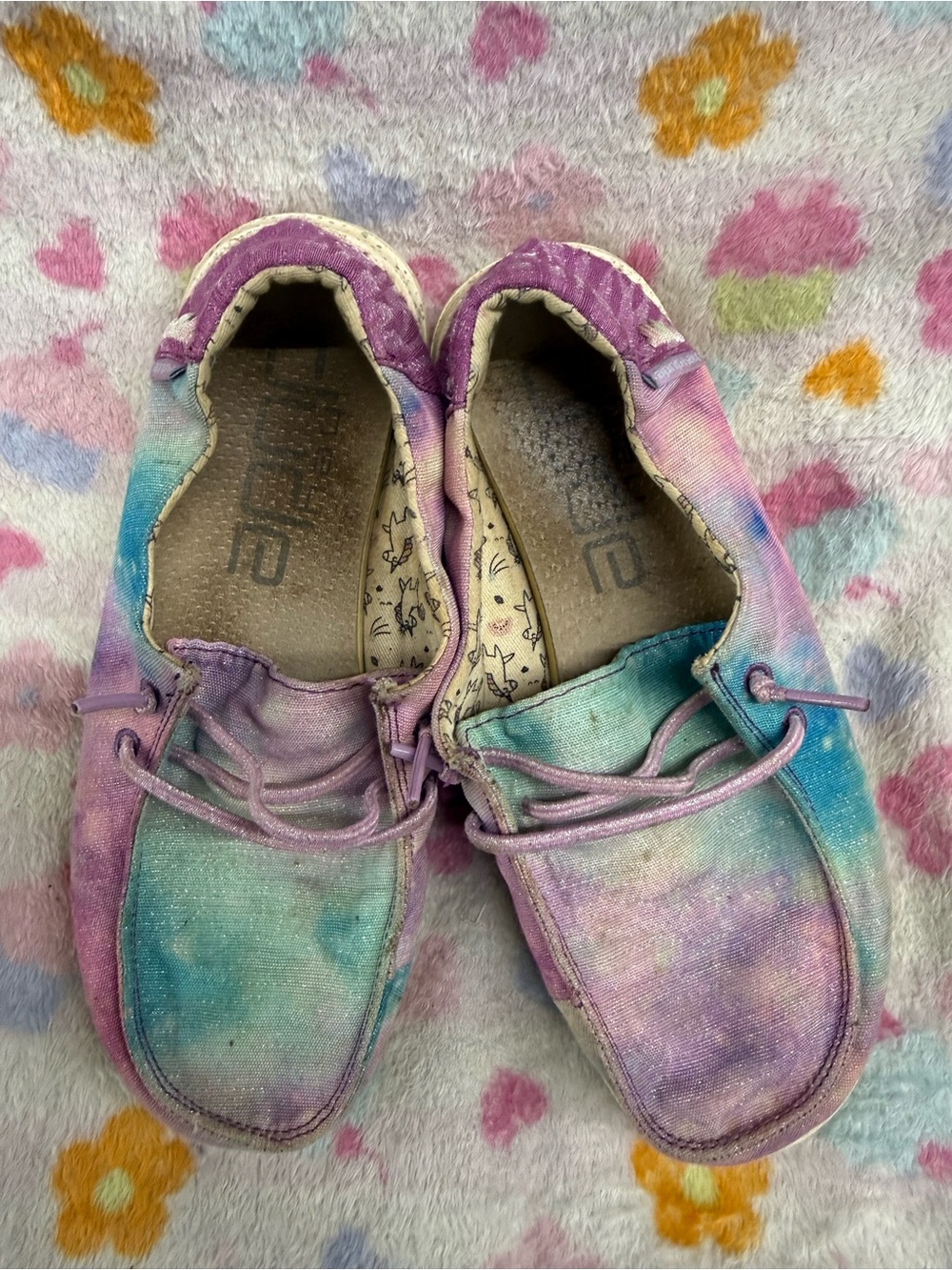 Hey Dude Kids Tie-Dye Slip-On Sneakers in Purple & Teal
